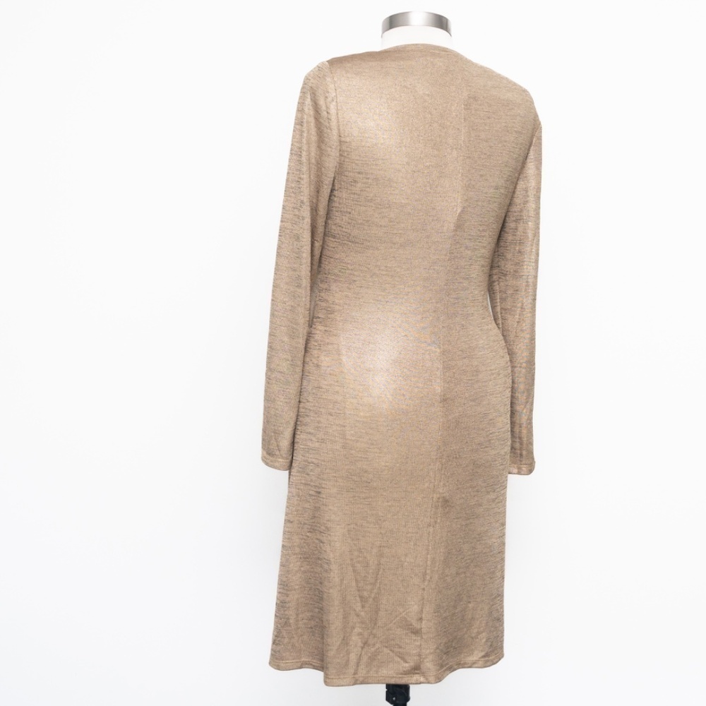 LAUREN RALPH‎ LAUREN. Gold shirred long sleeve dress. - Picture 13 of 14